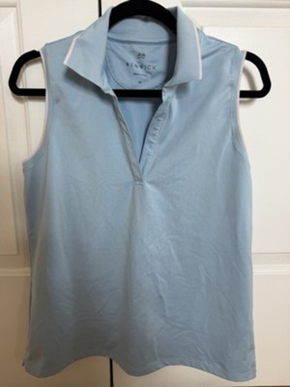 Renwick Women's Contrast Trim Sleeveless Golf Polo Shirt Light Blue Size Medium